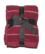 4 DKNY Maroon / Burgundy Shimmery Accent Stripes Absorbent Terry Washclo... - $27.15 CAD