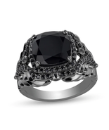 Enchanted Disney Villains Maleficent Ring 4ctCushion Enhanced Black Diam... - £65.03 GBP