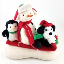 Hallmark 2007 Jingle Pals Snowman Sleigh Ride Musical Animated Sled Penguin Dog - $21.77
