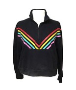 Rainbow Front Kangaroo Pocket Sweatshirt Zipper Closure Collared Ladies ... - $244.80 MXN