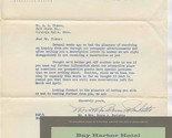 Bay Harbor Hotel &amp; Yacht Club Letter &amp; Rate Card Miami Beach Florida 1956 - £30.07 GBP