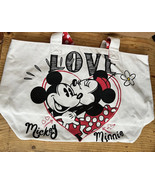 Disney Store Mickey &amp; Minnie Mouse Love Canvas Tote Bag Valentine Heart ... - €26,91 EUR