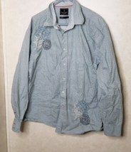 Marc Ecko Blue Dot Western Style Cotton Long Sleeve Button Down Shirt Size XL - £7.82 GBP