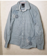 Marc Ecko Blue Dot Western Style Cotton Long Sleeve Button Down Shirt Si... - £7.69 GBP