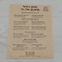 Gen Con Ram Restaurant And Brewery Indianoplis Volos Guide Specials Food Menu - £76.74 GBP