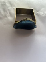 Copper Napkin Rings Agate Stone Natural Geode Rock Stone Mineral 1 DARK BLUE - $9.49