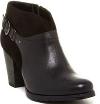 Clarks Black Women Mission Parker Heel Bootie Size 9.5 Block Heel Leather - £19.17 GBP