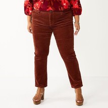 Sonoma Comfort Premium Corduroy Pants Women 26W Brown Elastic Waist Straight NEW - £20.92 GBP