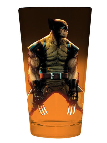 Marvel X-Men Orange Tinted Pint Glass Wolverine Standing Figure NEW UNUSED - £7.66 GBP