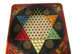 Vtg 1960s Ranger Steel Products Pagoda Chinese Checker Set Metal Board W... - $33.66