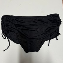 Victorias Secret Solid Black Ruched Skirted Tie Side Bikini Bottom Size ... - $23.76