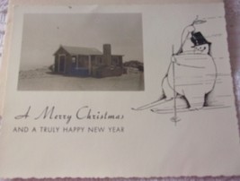 A Merry Christmas Photo Postcard With a Lonely Standing House 1940s - £3.12 GBP