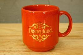 Vintage Walt Disney Disneyland Souvenir Red Spain Coffee Cop Mug Gold Logo - £15.56 GBP