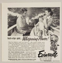 1954 Print Ad Evinrude Quiet Outboard Motors Baby Sleeps in Boat with Mom &amp; Dad - £8.22 GBP