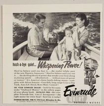 1954 Print Ad Evinrude Quiet Outboard Motors Baby Sleeps in Boat with Mom &amp; Dad - £8.28 GBP