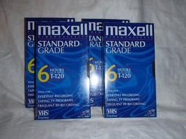 4 MAXWELL T-120 6 Hours Video Standard Grade Blank VHS Tapes Brand New - £12.28 GBP