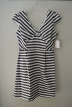 Jessica Simpson - Cap Sleeve Stripe Fit Flare Dress JS5M7039 White Navy Sz 10 - £18.31 GBP