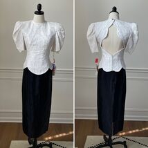 NWT Vintage 80s Susan Rossetti for Vijack Open Back Black White Midi Dre... - $46.08