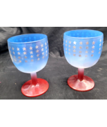 Vintage Bartlett-Collins patriotic goblet Stars Red White Blue (set of 2) - $19.23 CAD