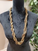 Women&#39;s Gold Multistrand Twisted Braided Stylish Necklace - £20.09 GBP