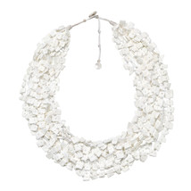 Ocean Chic White Kabibe Shell Shards Multi-Stand Chunky Layered Necklace - £14.55 GBP