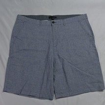 Saks Fifth Avenue 38 x 9&quot; Blue Micro Houndstooth Linen Blend Shorts - £19.15 GBP