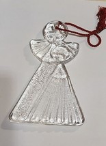 Angel Ornament Vtg Heavy Clear Polished Glass Flat Angel Christmas Ornament - £13.00 GBP