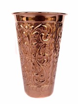 Drinking Glass Cup Pure Copper Steins Tumble glass Mug Embossed Work Hea... - $28.05+