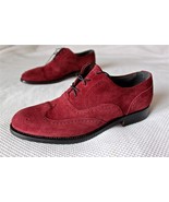 Men&#39;s Maroon Color Oxford Suede Leather Wing Tip Brogues Toe Party Wear ... - $139.99