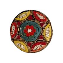 Vintage Micro Mosaic Brooch Pin Star Millefiori Flower Round 1&quot; - $25.00