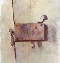 Rusted Barn Door Latch Example Painting 1900 Victorian Print Industrial DWW2B - $29.99