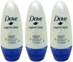 LOT 3 x Dove Original Clean, Moisturizing 24-Hr Roll On Deodorant 1.7 Oz Ea NEW - £15.85 GBP