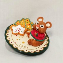 Sharing Santa&#39;s Snacks Mouse and Cookies Ornament Hallmark 2001 Resin 2&quot; - £21.35 GBP