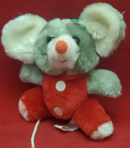 Vintage RUSS Plush JILLY gray MOUSE red body stuffed doll 5.5&quot; Christmas Holiday - £7.76 GBP