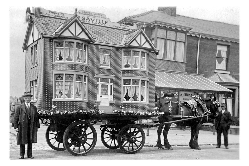pt4487 - Blackpool , Saville Builders Ad Cart , Lancashire - print 6x4 - $3.00