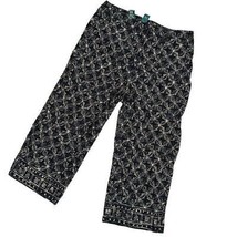 Ralph Lauren Pants Womens 10 Black Crop Chino Wide Leg Geometric Artsy BOHO - $34.65
