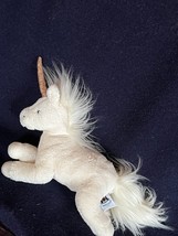 Gently Used JellyCat Super Soft Plush White w Gold Sparkly Horn Floppy UNICORN - £8.88 GBP