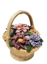 Vtg  1980 Avon Exclusive Hand Painted Porcelain Bisque mini Flower Basket 3.5&quot; - £7.44 GBP