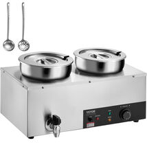 VEVOR Electric Soup Warmer, Dual 7.4QT Stainless Steel, 1200W, 86~185°F ... - $159.99