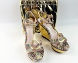 Vince Camuto Casidy Coral Gold Python Cow Crackle Skin Wedge Platform Sh... - $44.99
