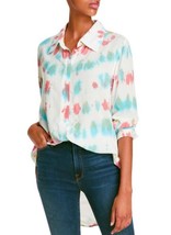 Aqua Brand Women&#39;s Blouse Top Shirt Tie-Dye Pink White Blue X-Small XS NEW - £14.15 GBP