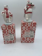 Coca Cola Ceramic Polar Bear Winter / Christmas Figurines  Vtg 1997 Lot Of 2 - £18.74 GBP