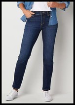 NWT Womens  St. John&#39;s Bay Secretly Slender Straight Leg  Dark Blue Jeans 12P - £17.58 GBP