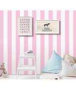 Pink And White Stripe Self Adhesive Vinyl Peel And Stick Wallpaper Shelf... - £28.18 GBP