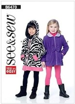 Butterick See and Sew Sewing Pattern 6470 Girls Waist Jacket Coat Size 2-8 - $8.96