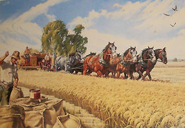 Warwick D EAN E Australian Artist Vtg Farm Tractor Rice Field Print Art Australia - £210.65 GBP