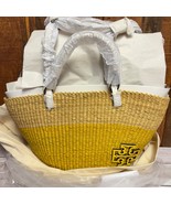 Tory Burch Women&#39;s Small Ella Straw Striped Basket Tote - Natural/Banana... - $329.00
