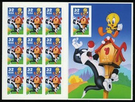 Sylvester and Tweety Full Pane of Ten 32 Cent Stamps By USPS Scott 3204 - $4.95