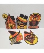 Lot Of 5 Vintage H.E. Luhrs Embossed Halloween Die Cut Cutout Decorations - $76.24 CAD