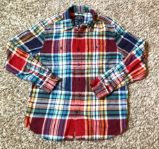 American Eagle Flannel Shirt Mens Large Red Colorful Prep Fit Button Fro... - $16.63